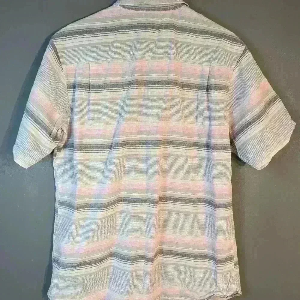Bob Timberlake men's medium short sleeve button down shirt striped 100%cotton - Picture 5 of 5